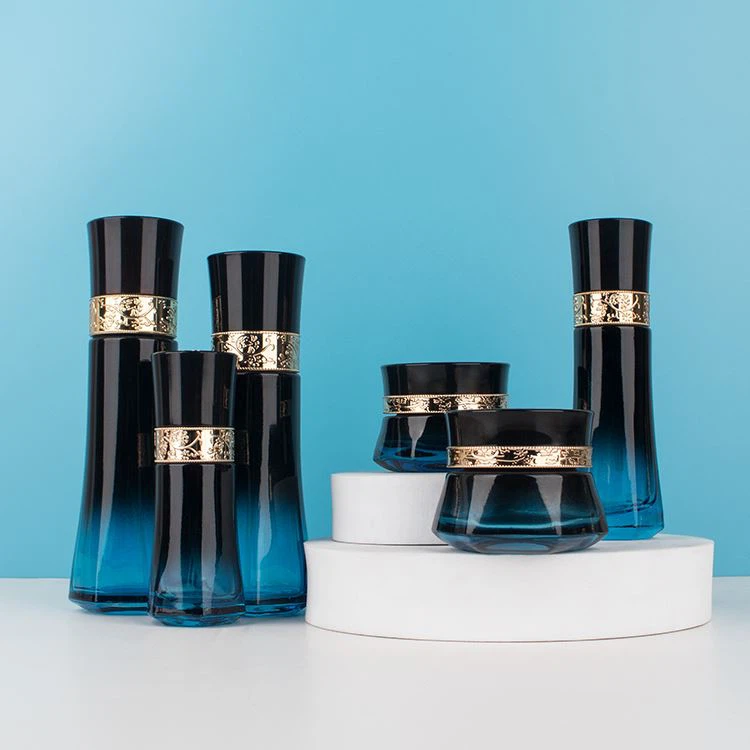 Cobalt Blue Glass Cosmetic Jars